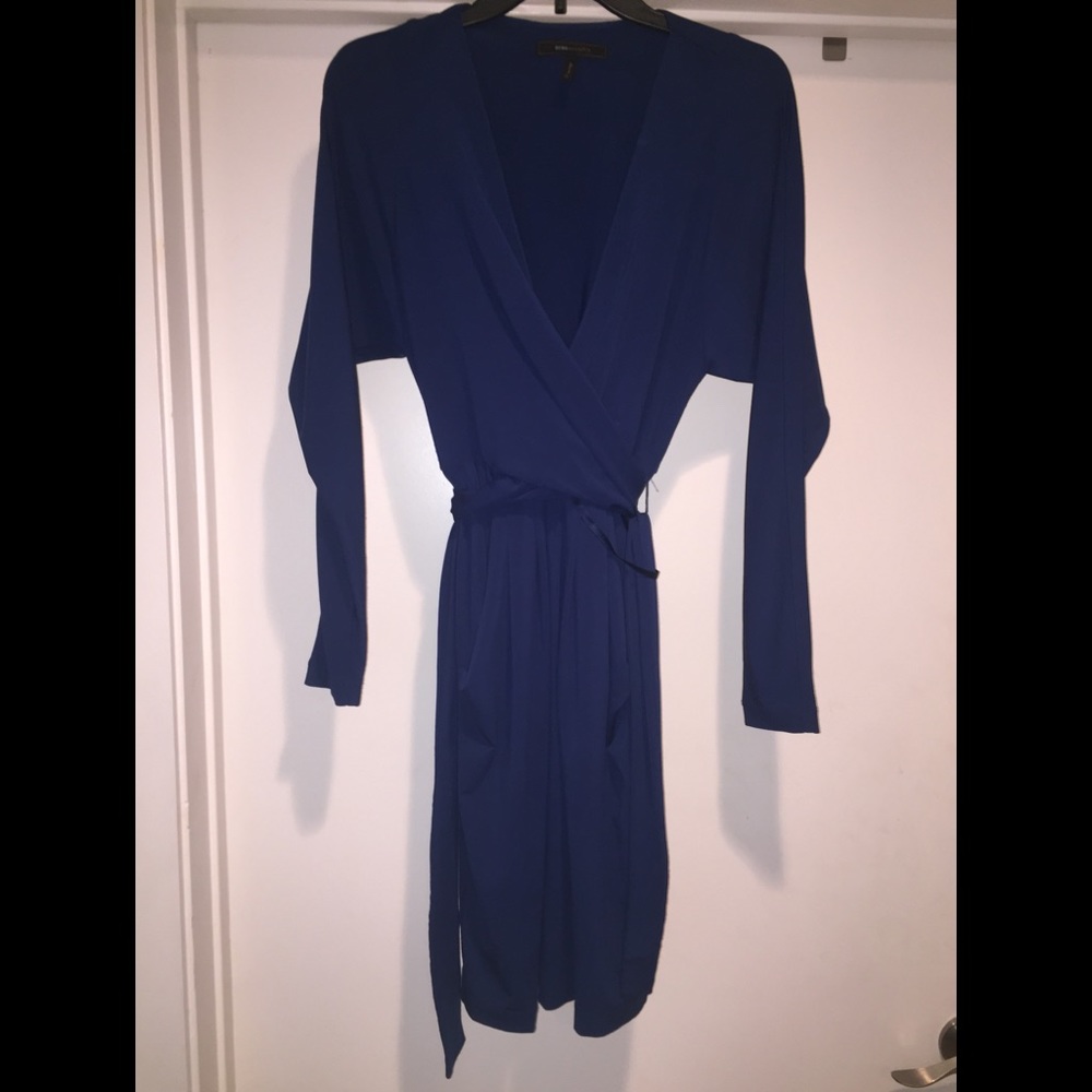 BCBG Long Sleeve Tied Crossover Dress